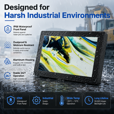 O monitor impermeável industrial IP66 HDMI do toque de 10,1 polegadas indica o ODM capacitivo do OEM do tela táctil das lêndeas 1000-2000